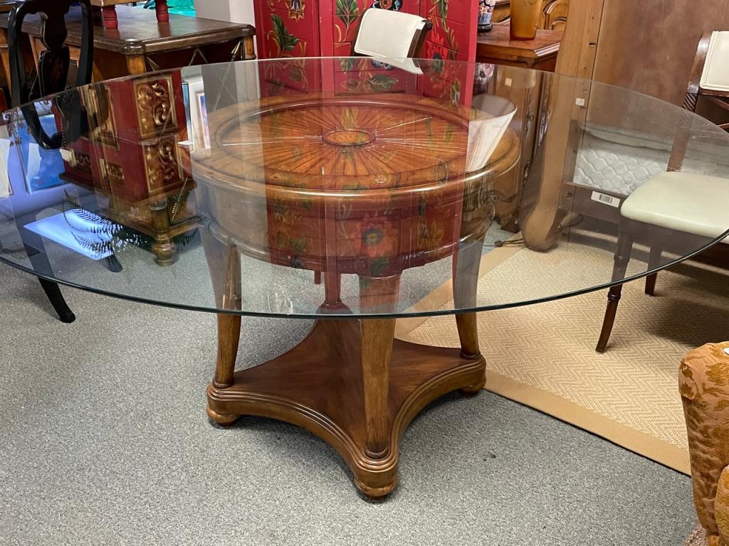 LARGE TOMMY BAHAMA STYLE WOOD DINING TABLE 65" (1 of 6)