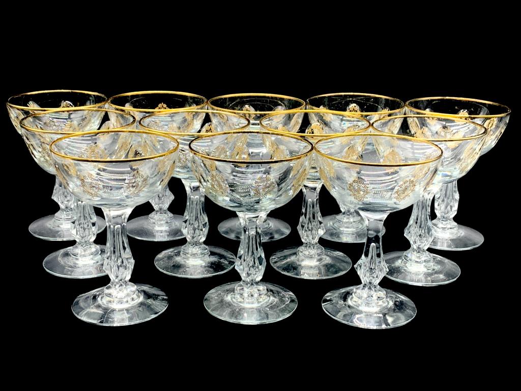TIFFIN PALAIS GOLD GILDED CHAMPAGNE GLASSES (12) (1 of 8)