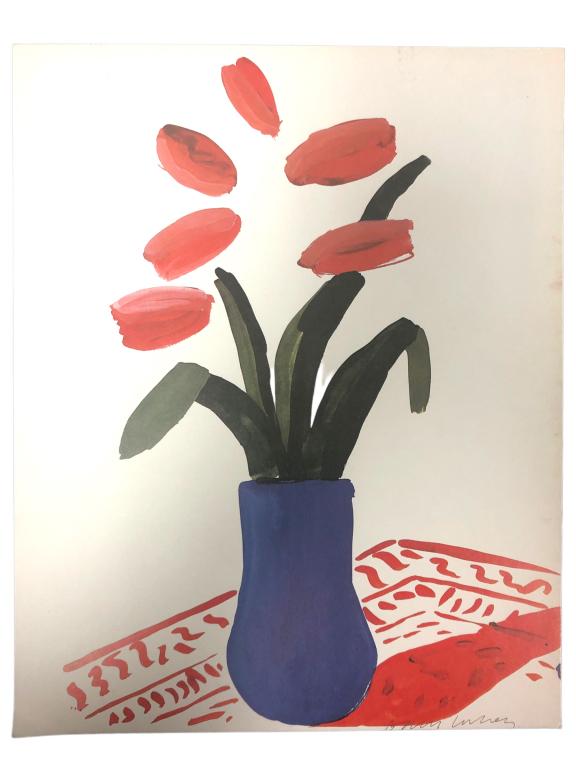 DAVID HOCKNEY - FLOWER STUDY, 1980 COLOR PRINT 12" (1 of 2)
