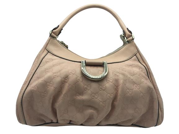 GUCCI PINK GUCCISIMA CALF LEATHER D RING HOBO (1 of 4)