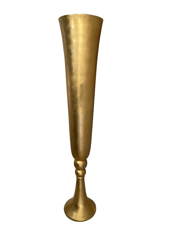 LARGE DECORATIVE GOLD TRUMPET VASE (1 of 4)