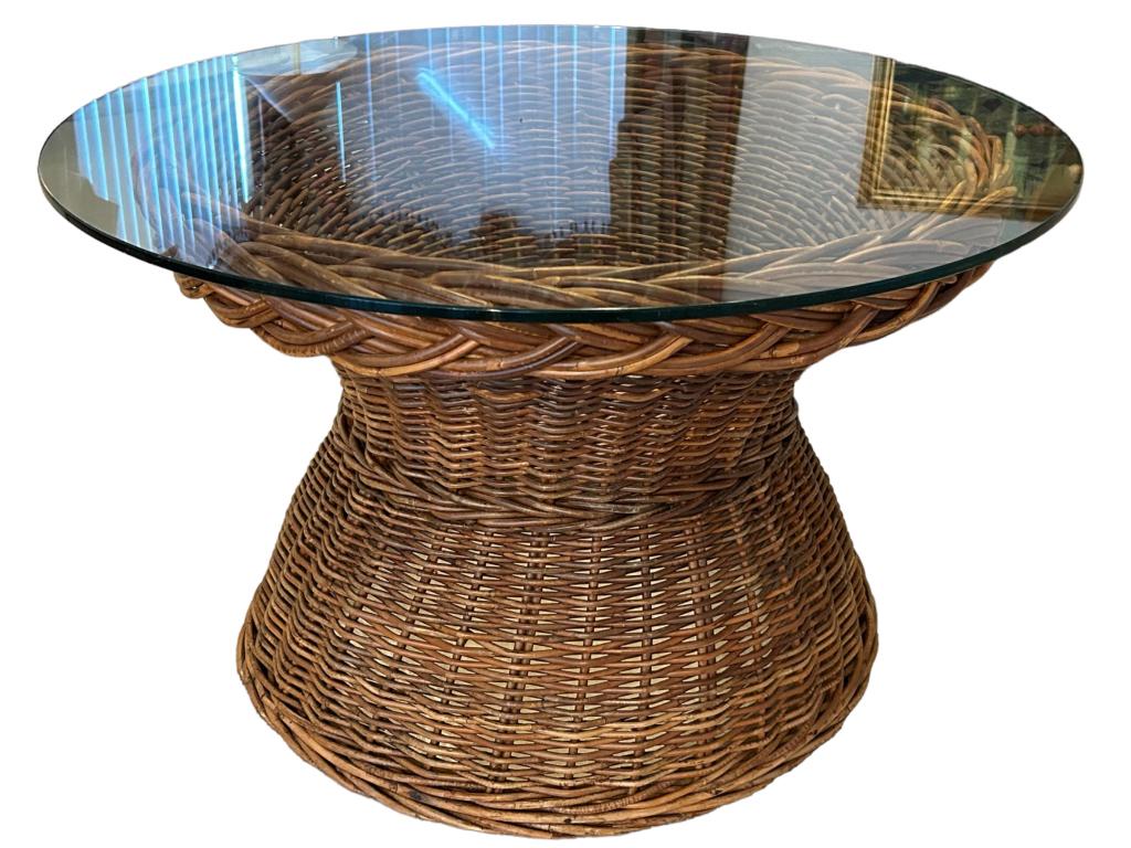 VINTAGE WICKER RATTAN SIDE TABLE (1 of 4)