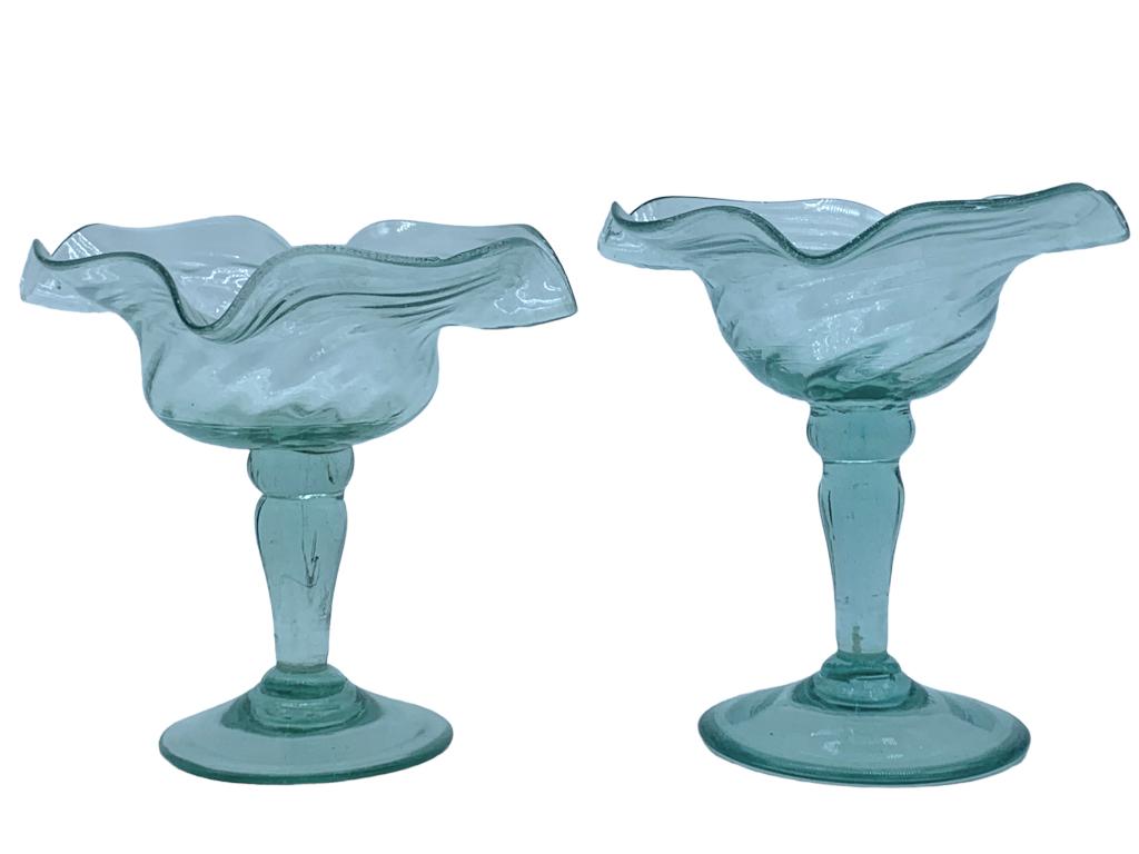 VTG FENTON GLASS LIGHT BLUE SCALLOPED COMPOTES 5" (1 of 7)