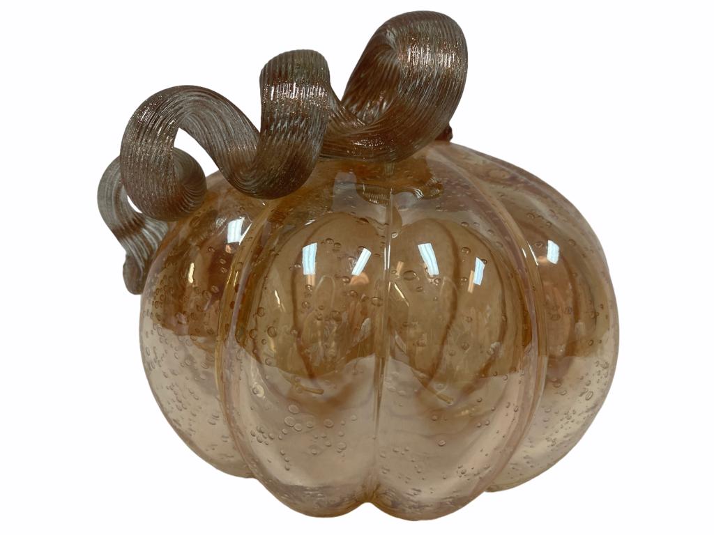 HAND BLOWN IRIDESCENT ART GLASS PUMPKIN (1 of 2)