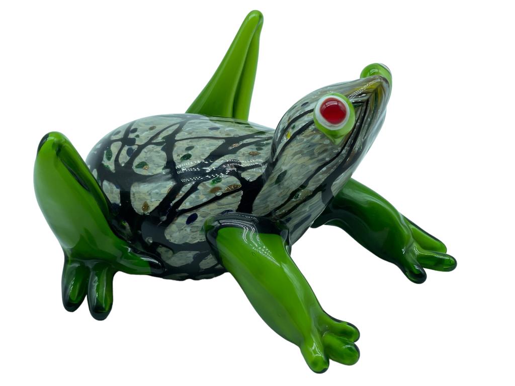 MID MOD MURANO ART GLASS FROG SCULPTURE 6" (1 of 5)