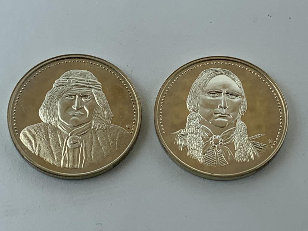 COMANCH & APACHE NATIVE AMERICAN SILVER COINS 64G (1 of 3)