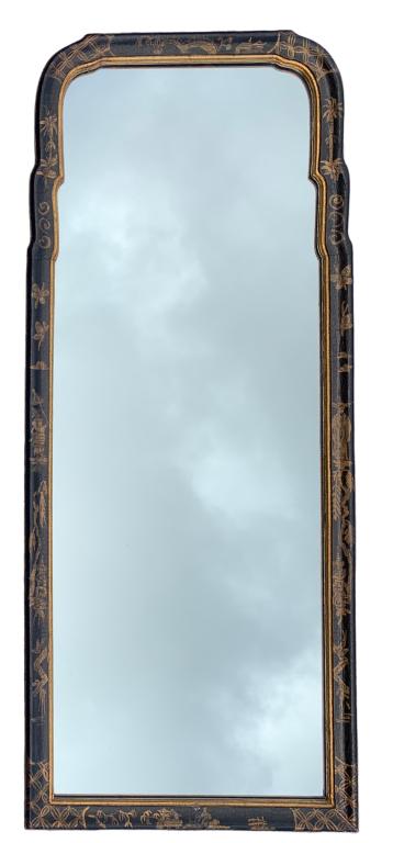 VTG LABARGE BLACK LACQUER CHINOISERIE MIRROR 48" (1 of 5)