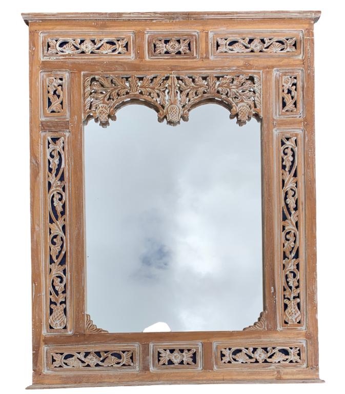 TEAK ARCHITECTURAL WINDOW FRAME MIRROR 49" (1 of 2)