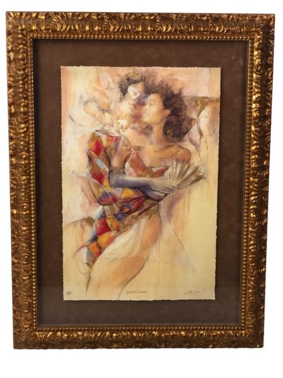 GARY BENFIELD HARLEQUIN DANCE SIGNED LITHO 36.75" (1 of 7)