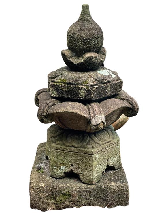 ANCIENT STONE STUPA GARDEN ORNAMENT 35" (1 of 7)