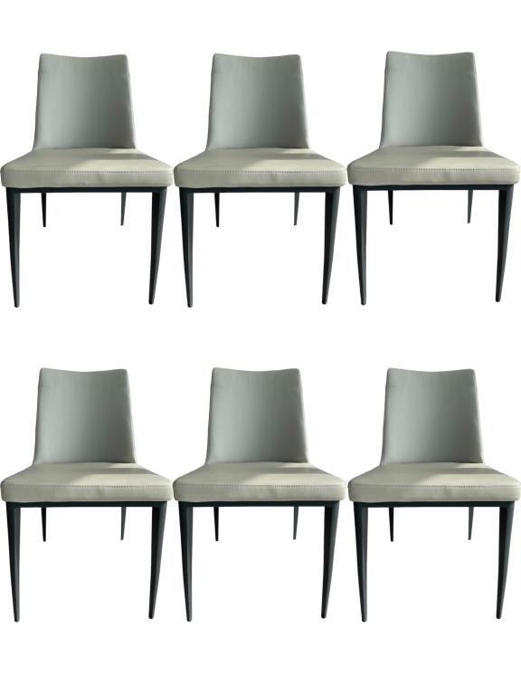 SET OF 6 CONTEMPORARY LEATHER DINING CHAIRS (1 of 6)