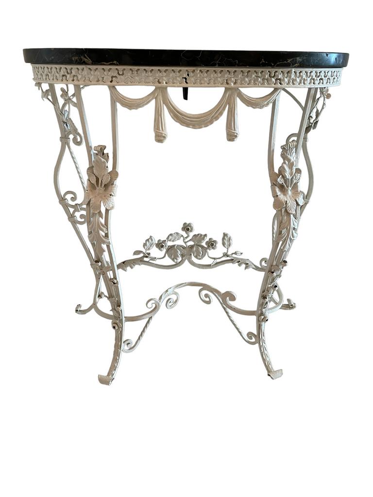 REGENCY STYLE WROUGHT IRON MARBLE CONSOLE TABLE (1 of 5)