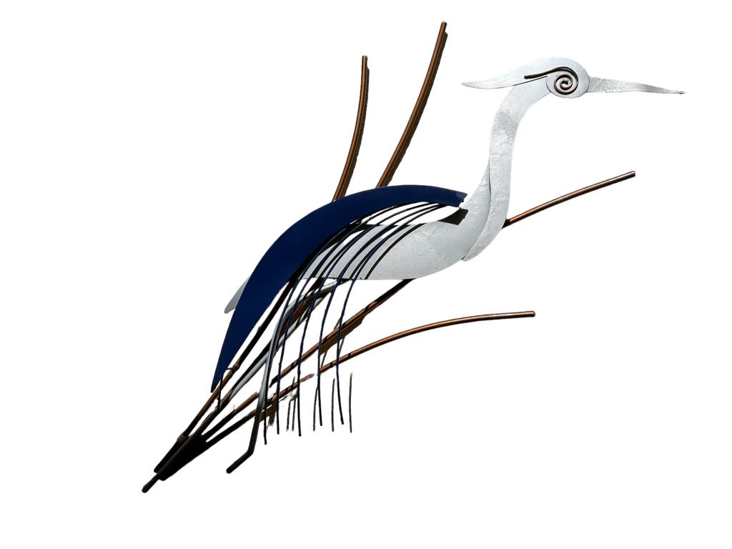MARK MALIZIA BLUE HERON COPPER WALL ART SCULPTURE (1 of 2)
