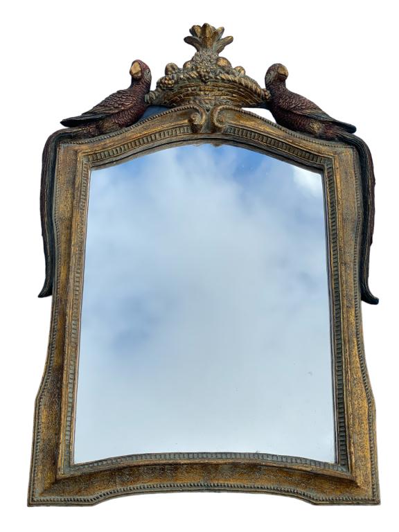 ART NOUVEAU ANTIQUE STYLE DOUBLE BIRD MIRROR 27": ART NOUVEAU ANTIQUE STYLE DOUBLE BIRD MIRROR-27" X 17" APPROX-PRE OWNED CONDITION-DP1322