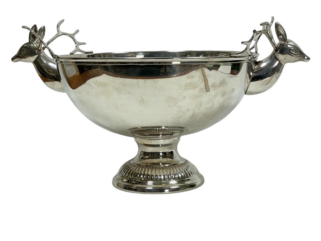 LARGE ARTHUR COURT STYLE DEER STAG PUNCH BOWL 24" (1 of 7)