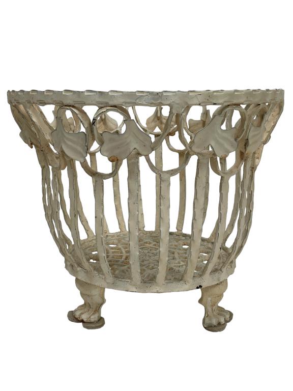 VTG HOLLYWOOD REGENCY WROUGHT IRON PLANTER 12" (1 of 8)