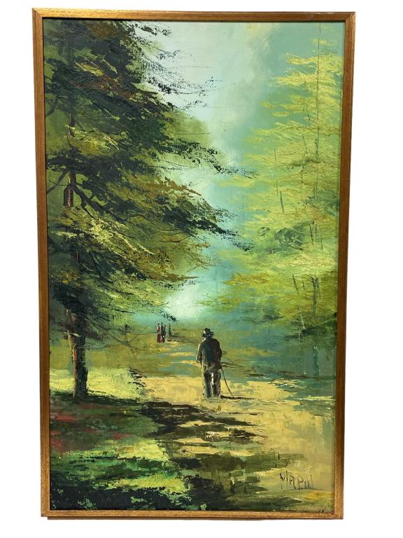 MARIN SIGNED WALK IN THE WOODS PAINTING 41" (1 of 5)
