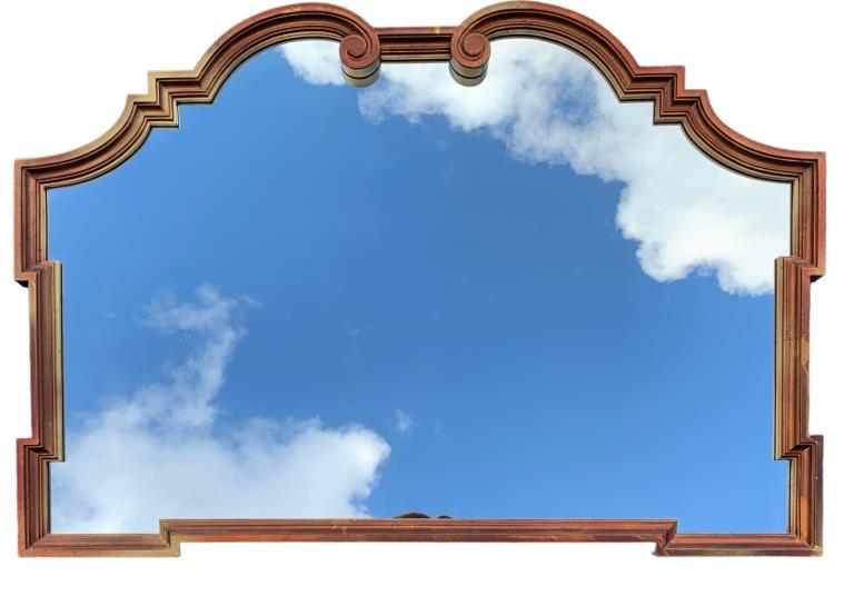 VINTAGE CAROLINA DECORATIVE MIRROR 53.5": VINTAGE CAROLINA DECORATIVE MIRROR-37.5" X 53.5" APPROX-PRE OWNED CONDITION-DP1323