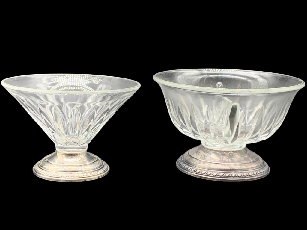 VTG STERLING SILVER BASED GLASS DISHES (2) (1 of 5)