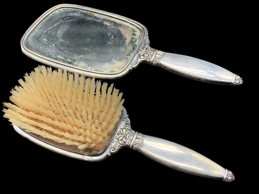 INTERNATIONAL STYLE STERLING BRUSH & MIRROR SET (1 of 6)