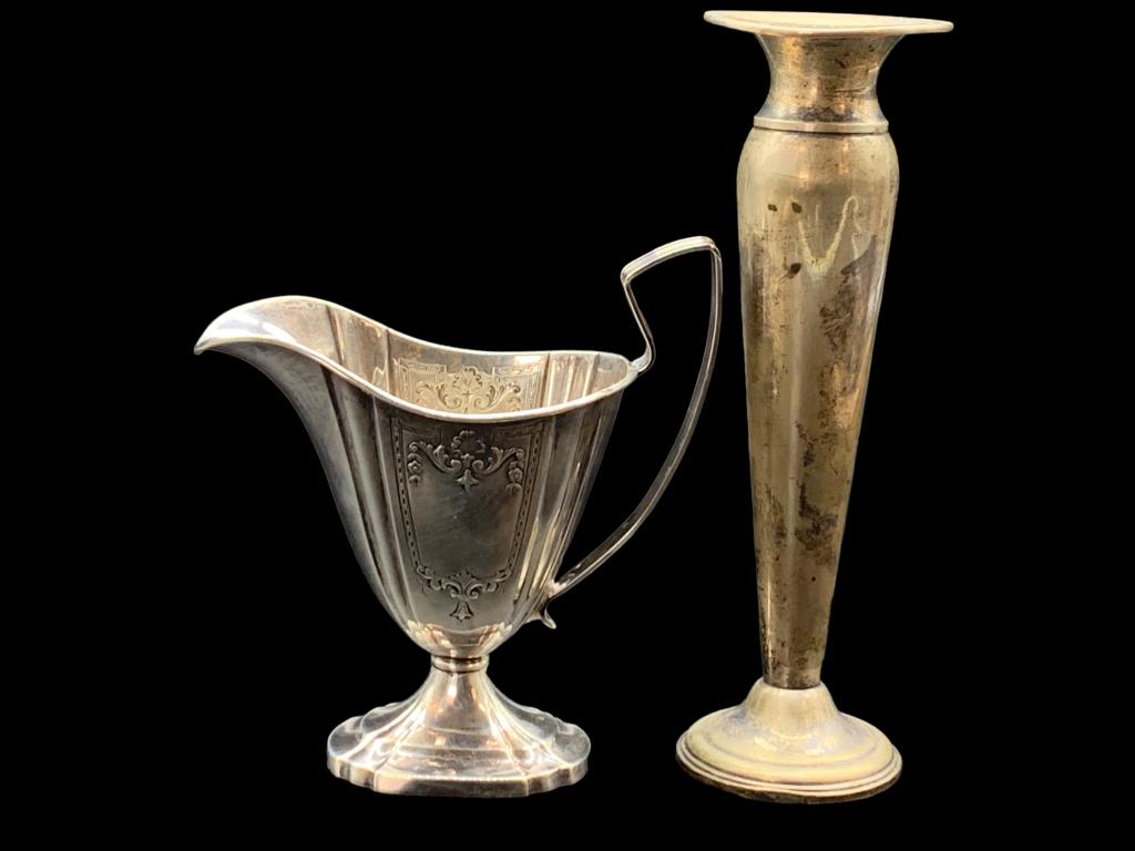 VINTAGE STERLING SILVER PITCHER AND VASE (1 of 6)
