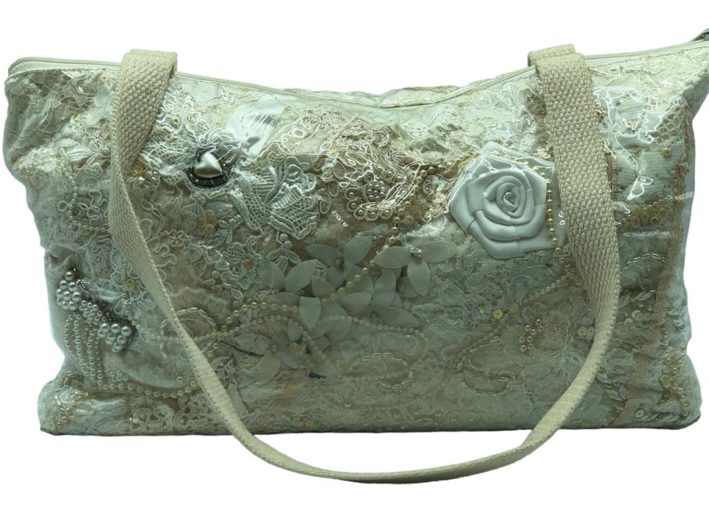 VTG LACE & FAUX PERAL VICTORIAN STYLE HANDBAG (1 of 6)