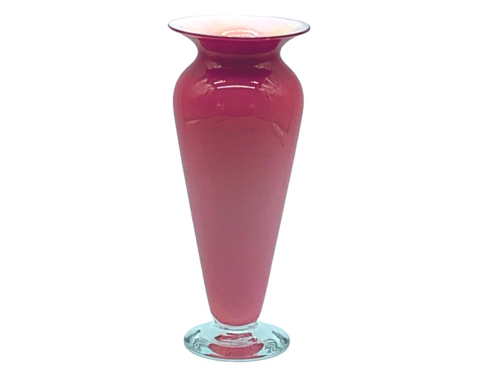 GARY ZACK HAND BLOWN PINK ART GLASS VASE 10" (1 of 5)