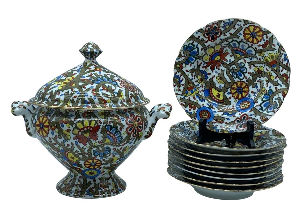 ROYAL VIENNA LIDDED SOUP TUREEN AND BOWL SET (9) (1 of 10)