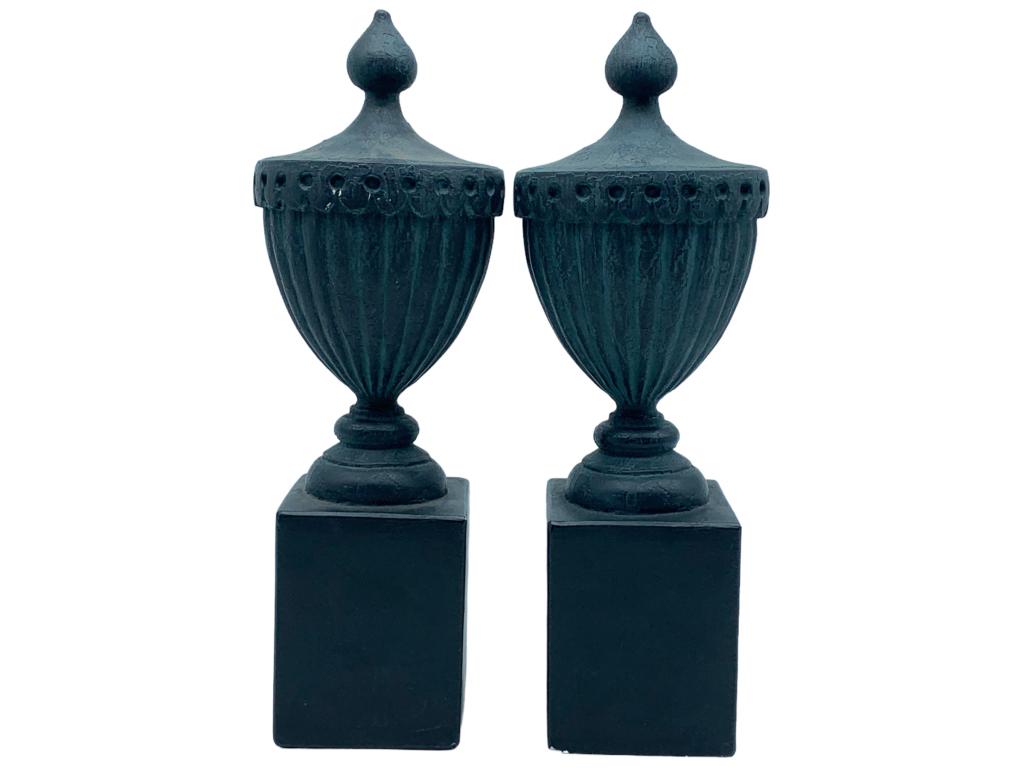 PAIR OF BLACK COMPOSITE FINIALS 13" BOOKENDS (1 of 5)