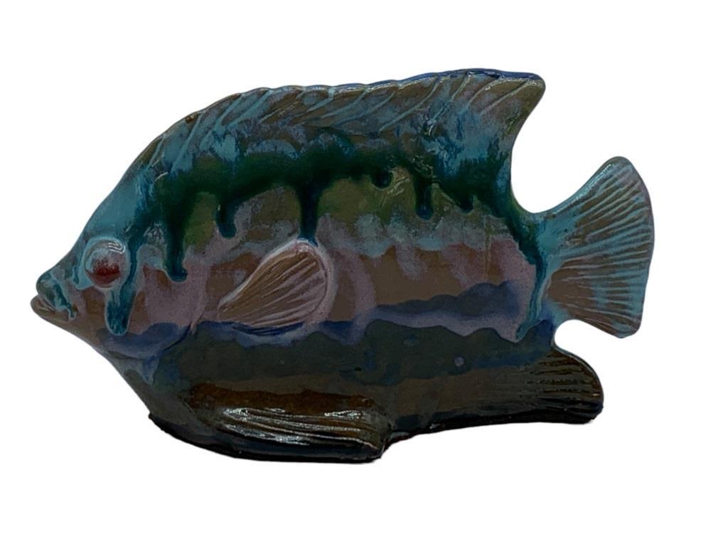 VINTAGE MID MOD POTTERY GLAZED FISH SCULPTURE 10" (1 of 4)