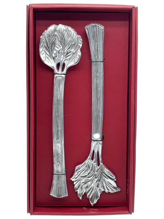 ARTHUR COURT METAL CELERY SALAD SERVING FORK SPOON: -ARTHUR COURT METAL CELERY SALAD SERVING FORK SPOON- Come with Original Box-Wear Consistent with Age and Use (See Photos)JR 10/05