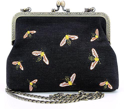 NEW! SLEEPYVILLE CRITTER BEES KISSLOCK BLACK COTTO (1 of 2)