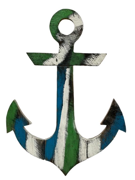 PAINTED DRIFTWOOD NAUTICAL ANCHOR (1 of 3)