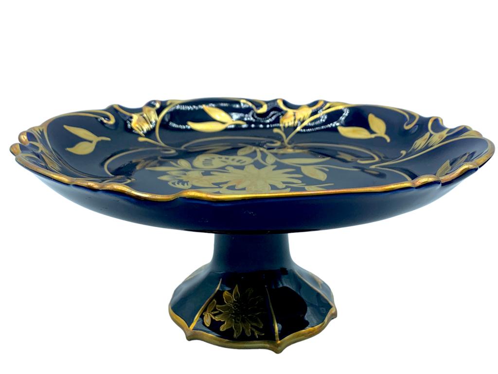 JLMENAU GERMANY ECHT COBALT BLUE PEDESTAL DISH (1 of 5)