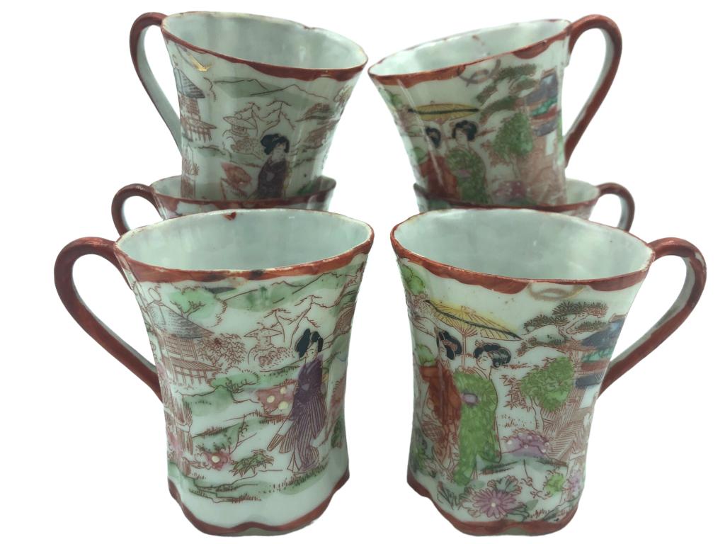 6 VTG JAPANESE DEMITASSE TEA CUPS: 6 VTG JAPANESE DEMITASSE TEA CUPS