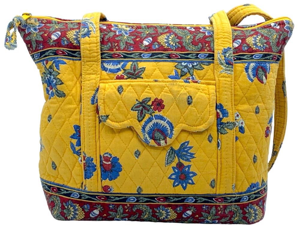 VTG VERA BRADLEY FRENCH YELLOW SHOULDER TOTE BAG: -VTG VERA BRADLEY FRENCH YELLOW SHOULDER TOTE BAG -VINTAGE HANDBAG -JR ANNEX