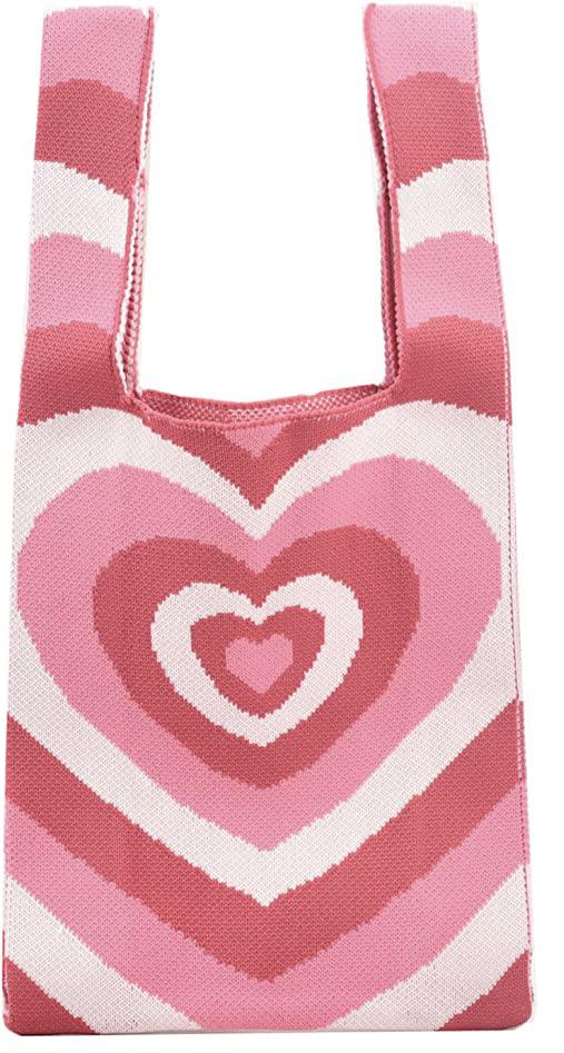 NEW PINK HEART PATTERN CROCHET SHOULDER TOTE BAG (1 of 2)