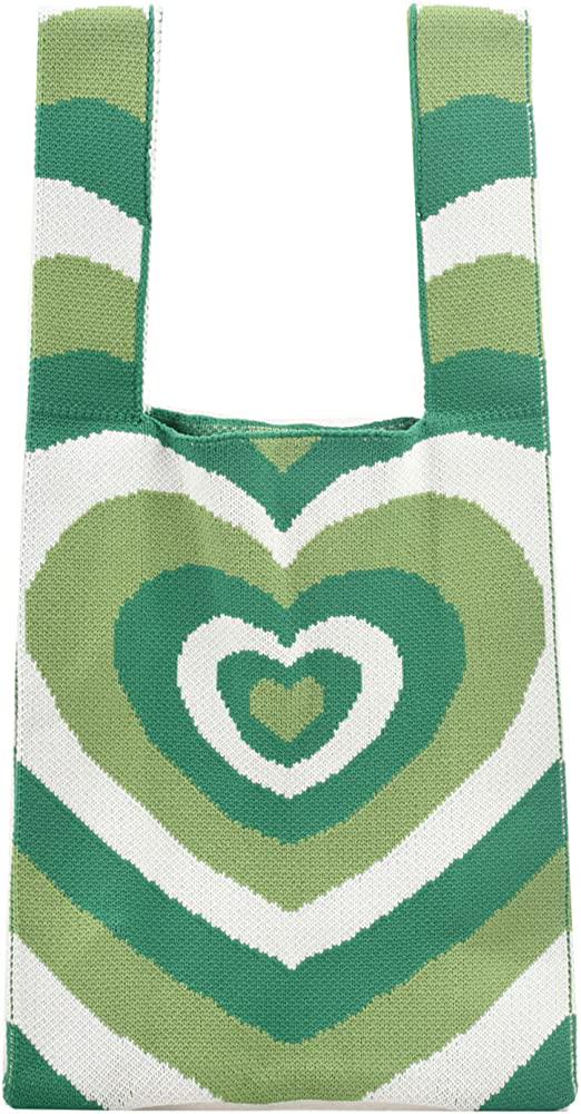 NEW GREEN CLOVER PATTERN CROCHET SHOULDER TOTE BA (1 of 2)