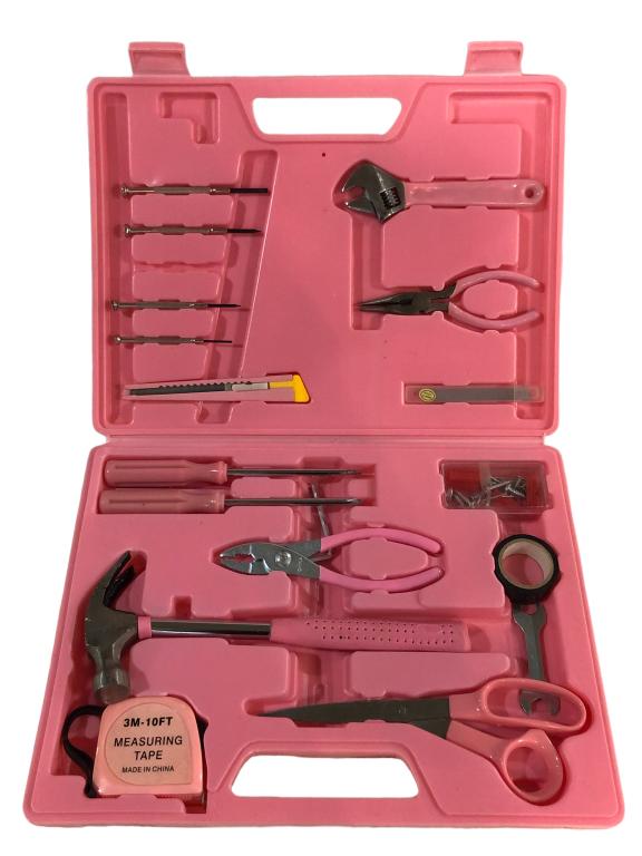 PINK PORTABLE TOOL BOX WITH TOOLS (1 of 3)