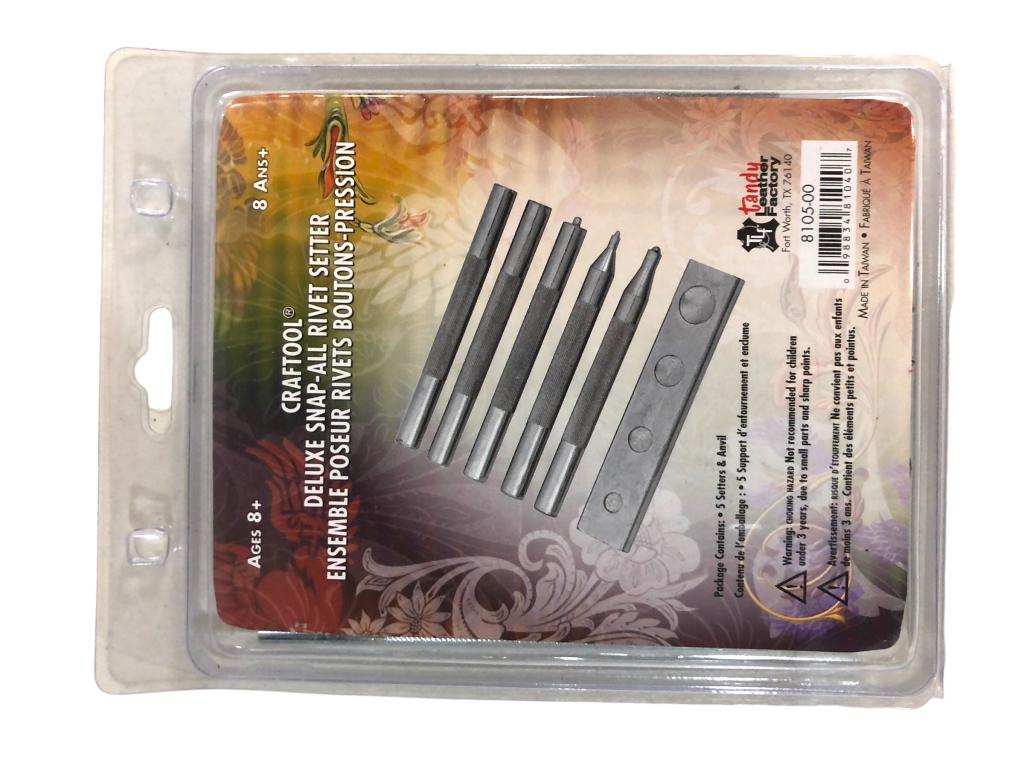 CRAFTOOL DELUXE SNAP ALL RIVET SETTER IN BOX: CRAFTOOL DELUXE SNAP ALL RIVET SETTER IN BOX-LEATHER SNAP AND RIVET SETTER-LIGHTLY USED IN BOX