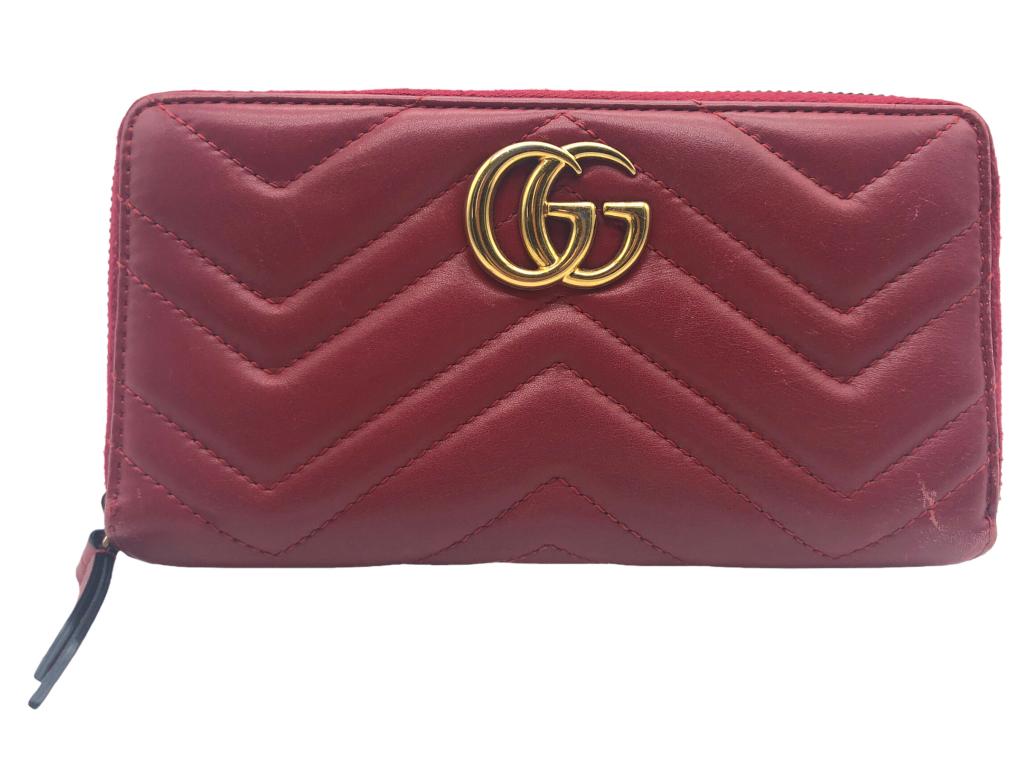 GUCCI GG RED LEATHER MARMONT ZIP AROUND WALLET (1 of 5)