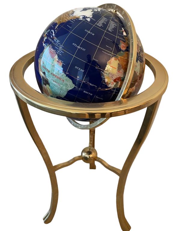 BLUE LAPIS GEMSTONE GLOBE ON STAND 35"H (1 of 5)