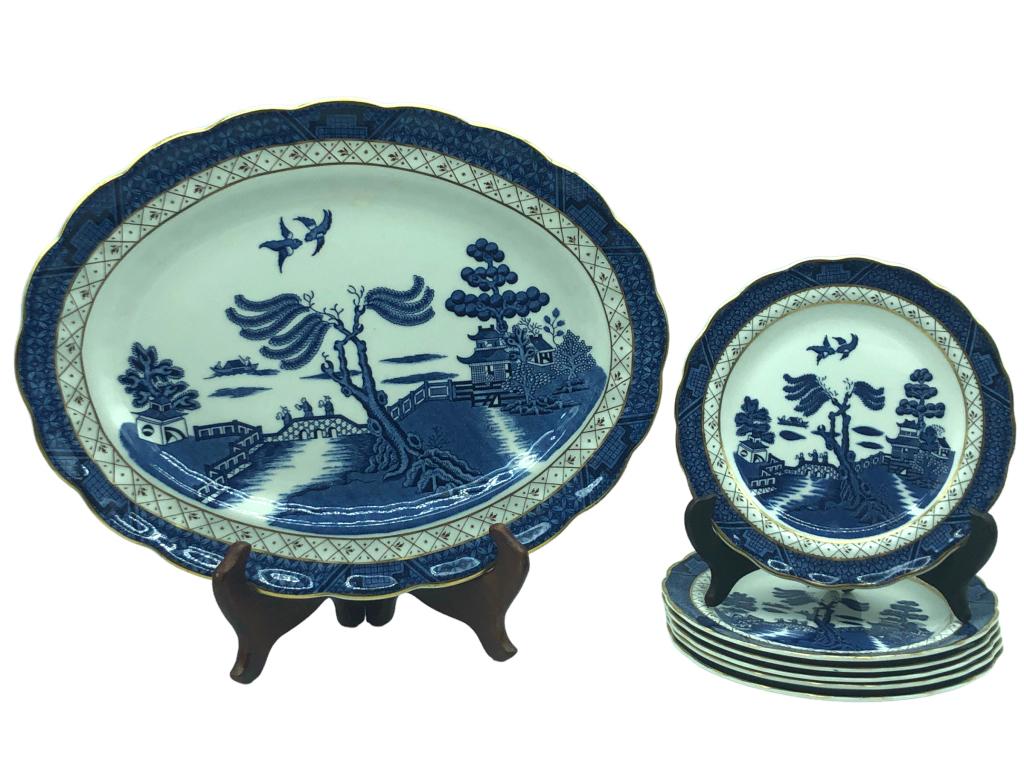 VTG BOOTHS REAL OLD WILLOW SERVING DISH AND PLATE (1 of 7)
