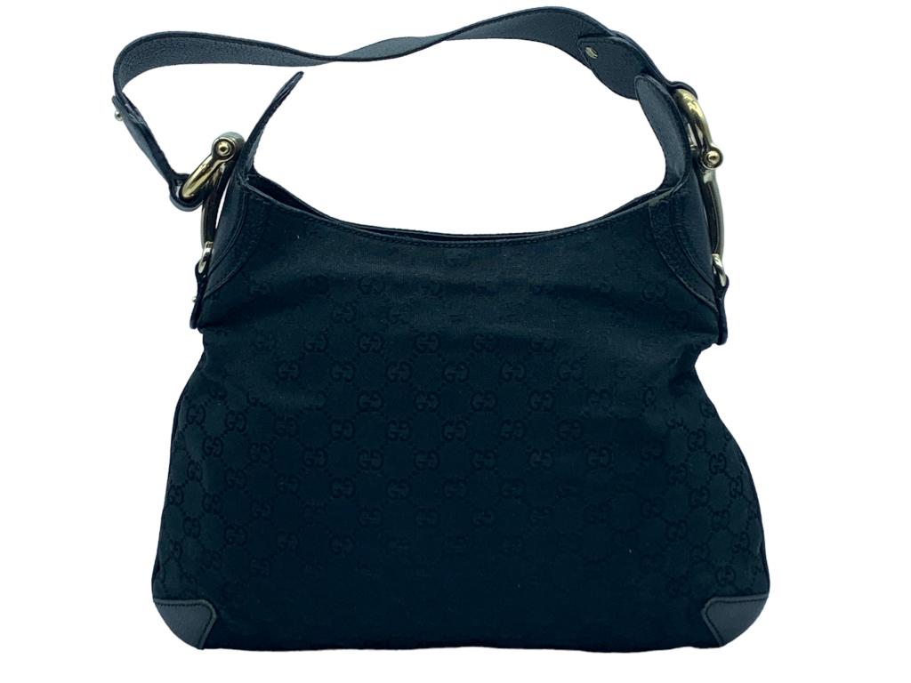 GUCCI HORSEBIT BLACK CANVAS CREOLE HOBO (1 of 5)