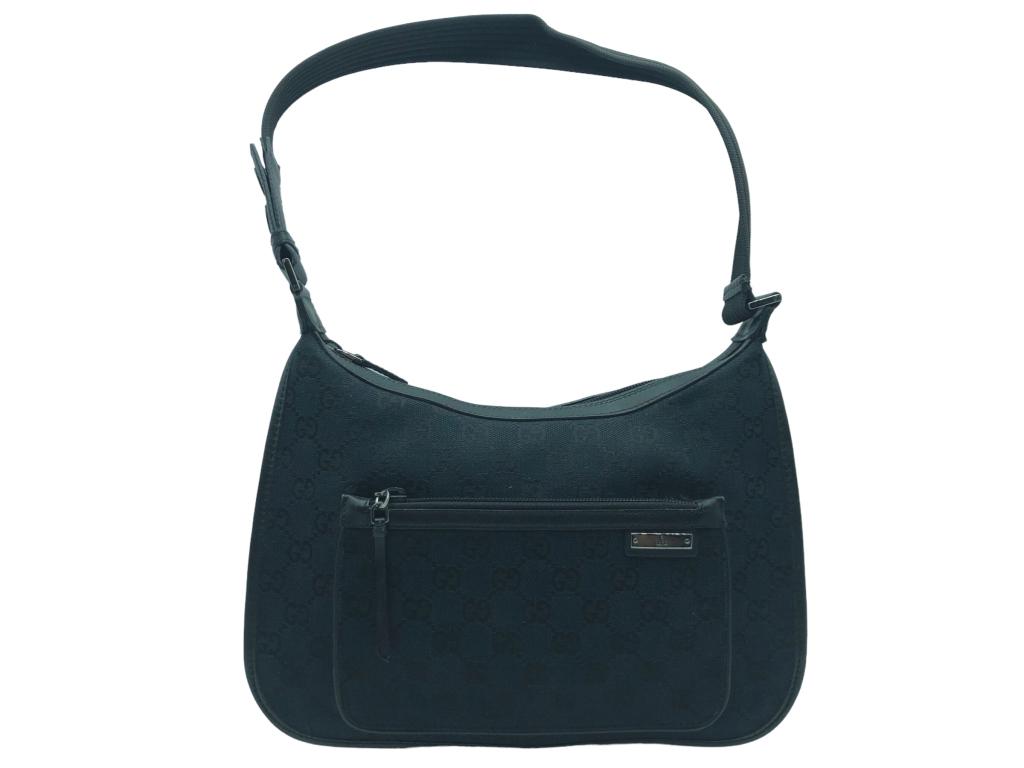 GUCCI BLACK MONOGRAMMED FRONT POCKET HOBO (1 of 5)