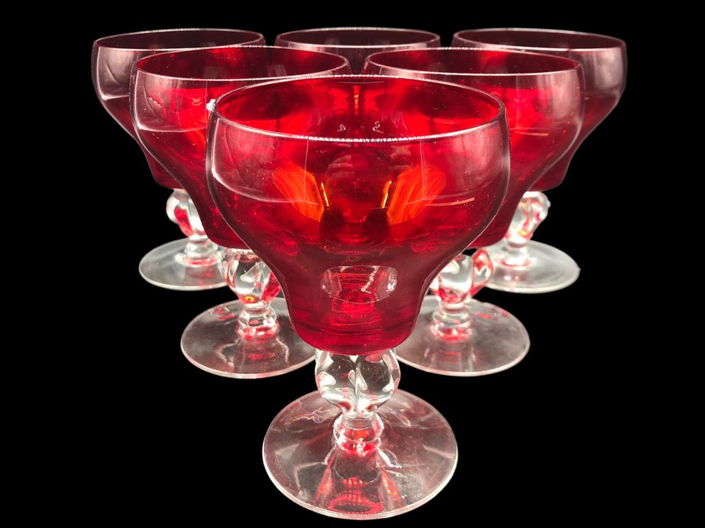6 VTG RUBY RED WATER GOBLETS (1 of 4)