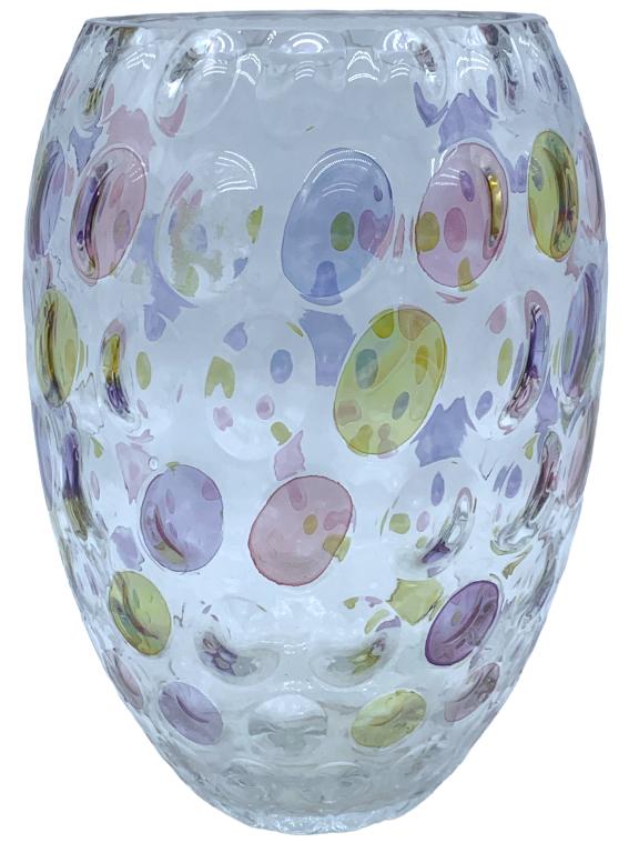 VTG MURANO STYLE MULTI COLORED ART GLASS VASE 9" (1 of 5)