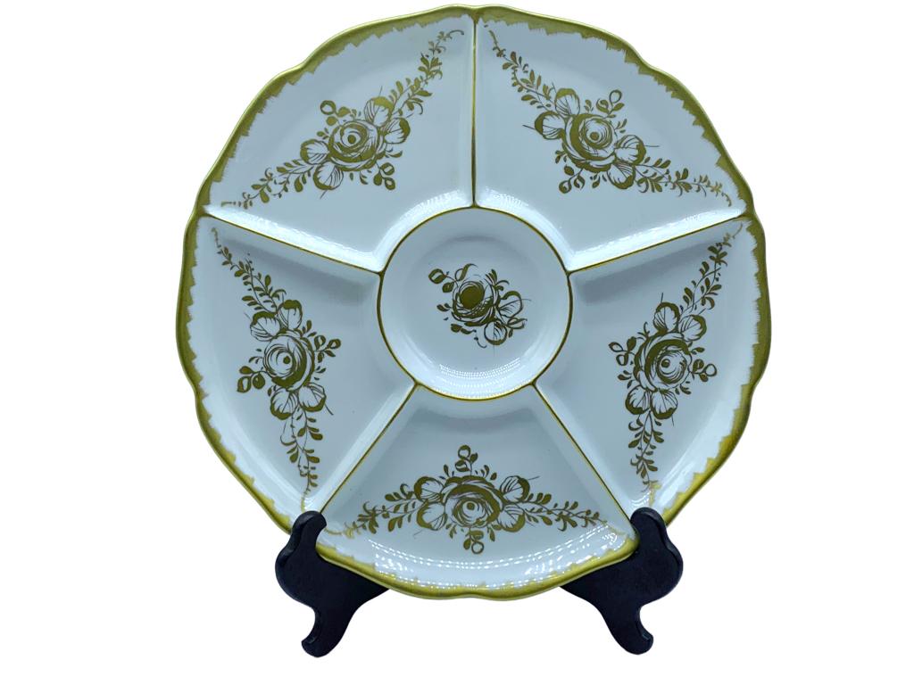 LIMOGES HAND PAINTED SECTIONED APPETIZER DISH 12" (1 of 6)