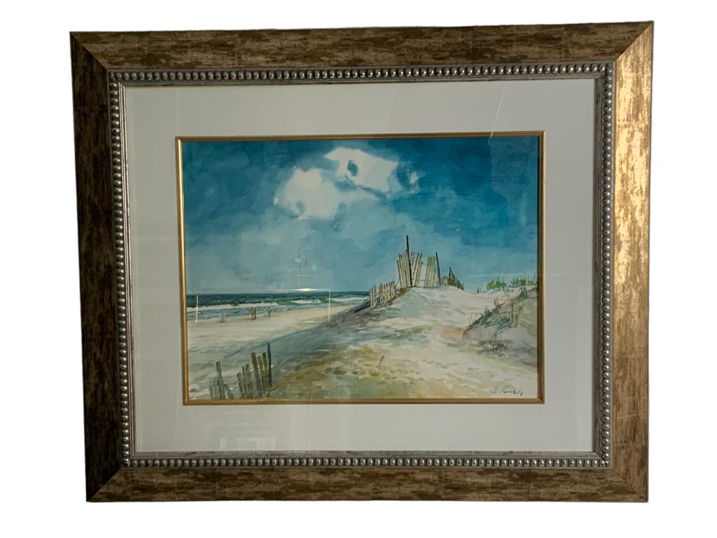 KOMSKI OUTER BANKS COASTAL BEACH WATERCOLOR 36" (1 of 3)