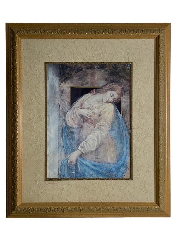 DECORATIVE ANGEL PRINT IN GILT FRAME 35" (1 of 3)
